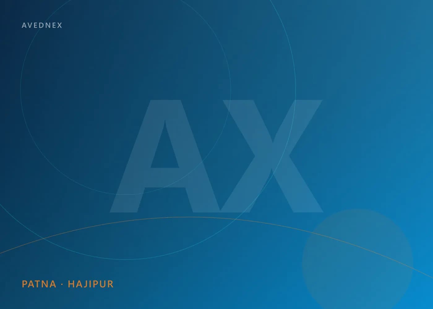 Abstract midnight navy and sky-blue artwork representing the Avednex offices in Patna and Hajipur