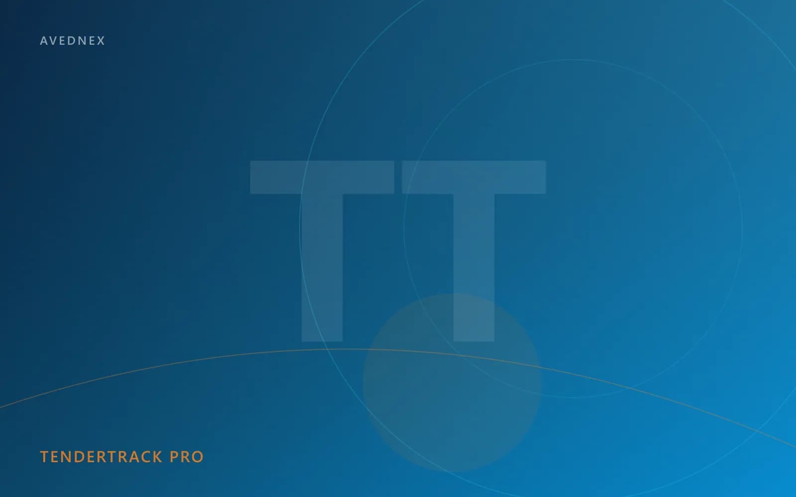 TenderTrack Pro product artwork — midnight navy gradient with cyan arcs and TT monogram
