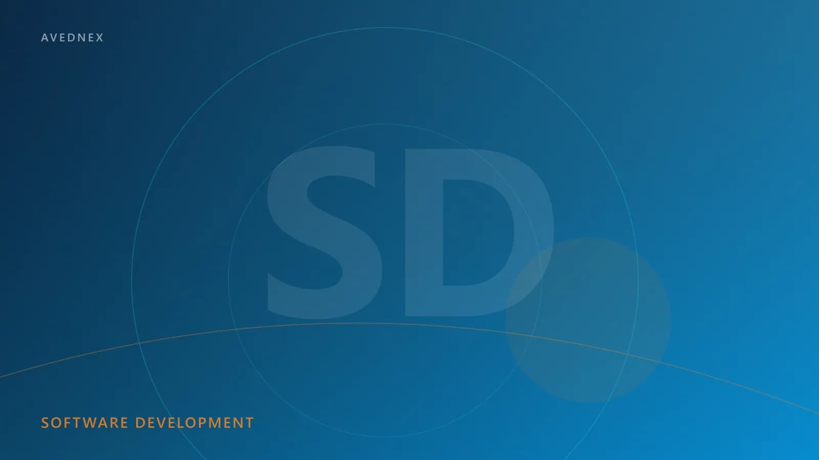 Abstract midnight navy gradient with cyan geometry representing Avednex custom software and application development